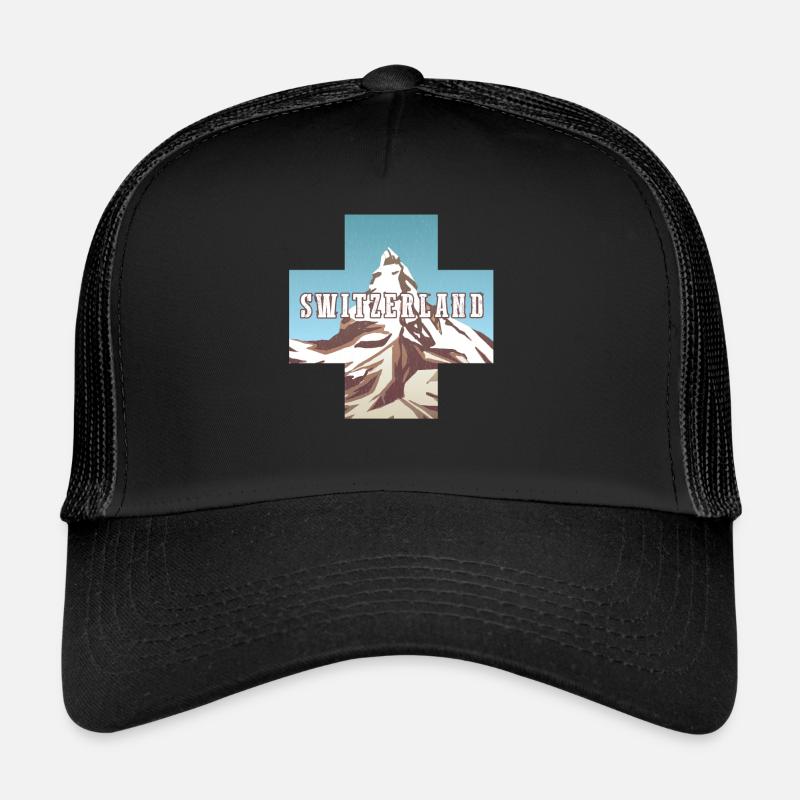 Schweiz-flagge | Schweizer Alpen | Schweiz - Trucker Cap - Schwarz/Schwarz