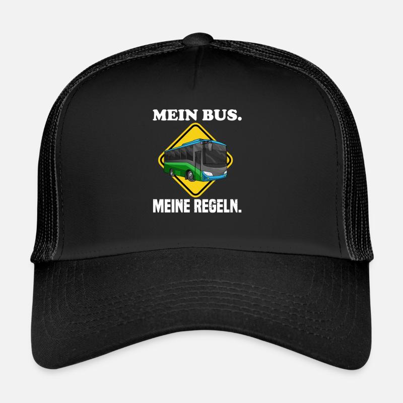 Mein Bus Meine Regeln Schulbus Busfahrer Sprüche - Trucker Cap - Schwarz/Schwarz