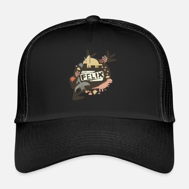 FELIX - Beau nom de garçon avec de mignons dinosaures Casquette trucker 