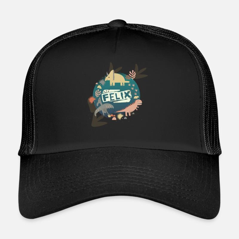 FELIX - Beau nom de garçon avec de mignons dinosaures Casquette trucker 