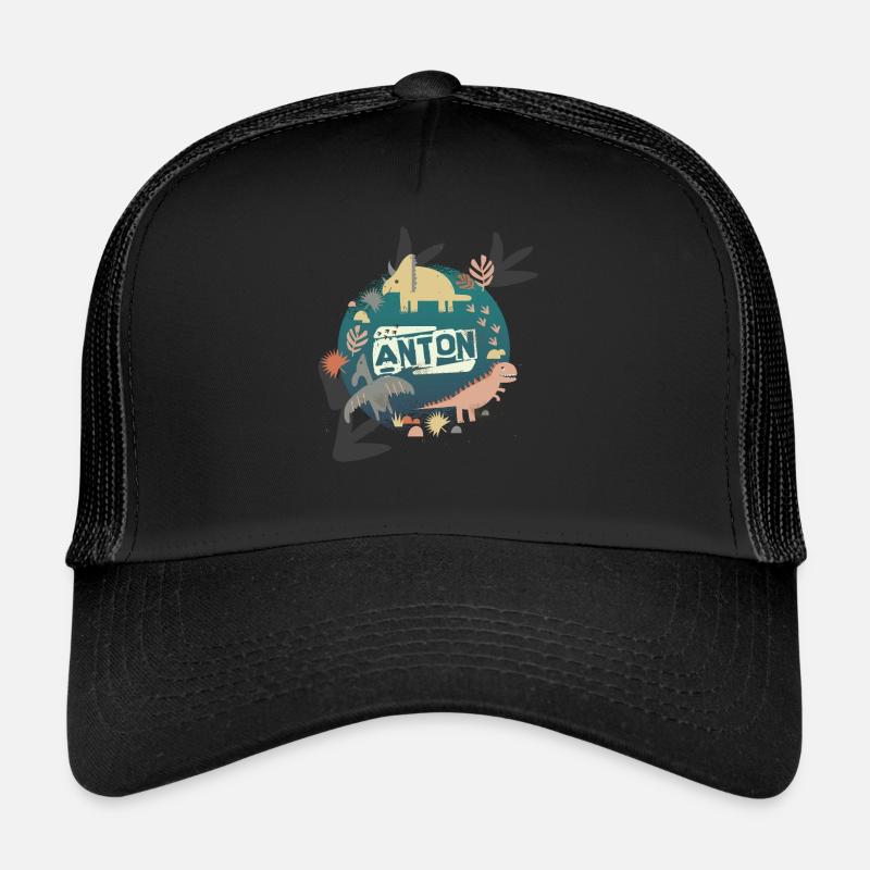 ANTON - Beau nom de garçon avec de mignons dinosaures Casquette trucker 