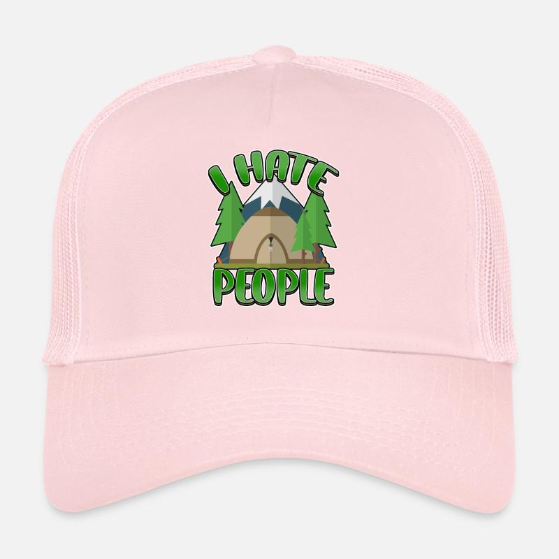 I hate people camping colorful tents campfire Trucker Cap