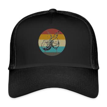Weingläser - Trucker Cap - Schwarz/Schwarz - Vorne