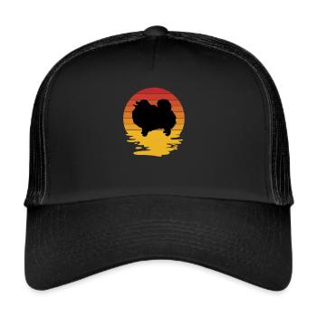 Spitz Pomeranian Zwergspitz Chien - Casquette trucker  - noir/noir - Devant