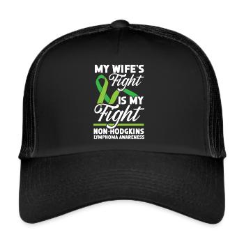 Der Kampf meiner Frau ist Non-Hodgkin-Lymphom - Trucker Cap - Schwarz/Schwarz - Vorne