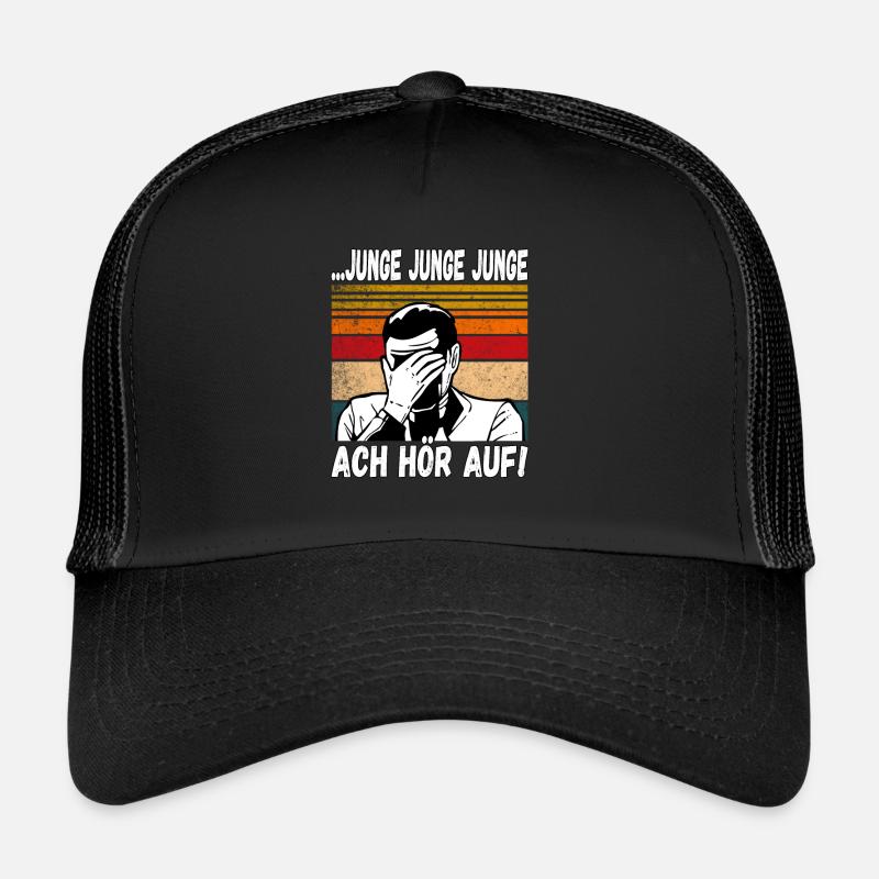 Junge Junge Junge ach Hör auf! Einmal mit Profis - Trucker Cap - Schwarz/Schwarz