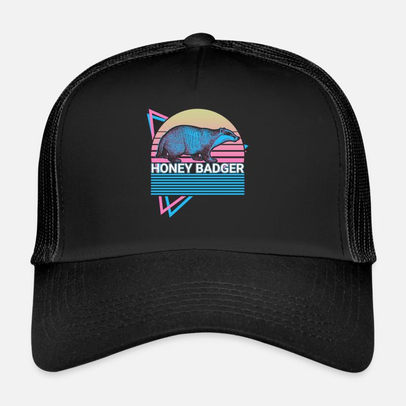Honigdachs Retro-Geschenk - Trucker Cap - Schwarz/Schwarz