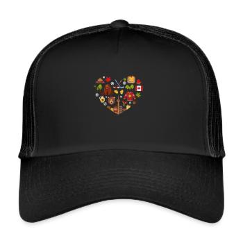 Kanada Ahornblatt Flagge Canada Vancouver Geschenk - Trucker Cap - Schwarz/Schwarz - Vorne