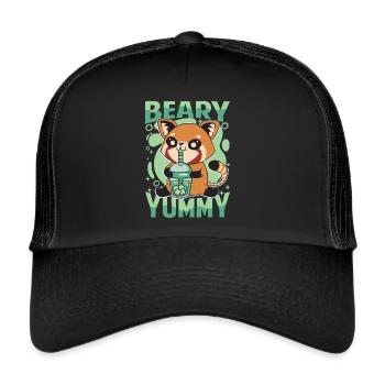 Beary Yummy - Mignon Panda Roux - Thé au Lait - Casquette trucker  - noir/noir - Devant