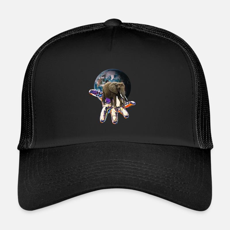 Elefant - Trucker Cap - Schwarz/Schwarz