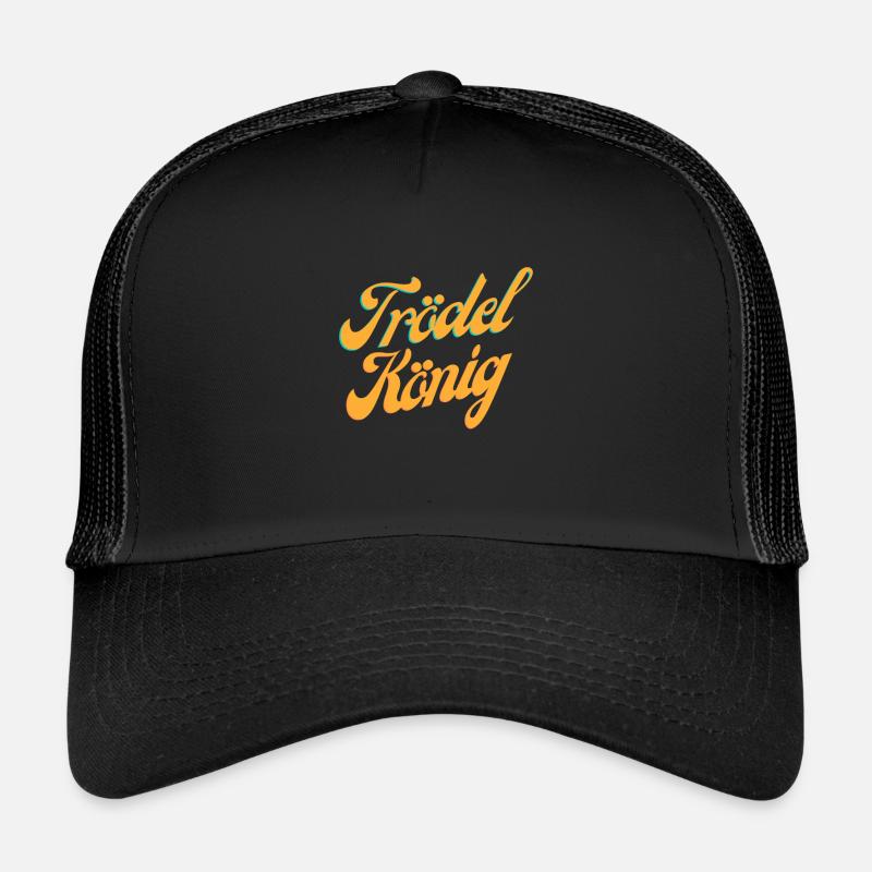 Trödel König Flohmarkt Trödelmarkt Händler Chef - Trucker Cap - Schwarz/Schwarz