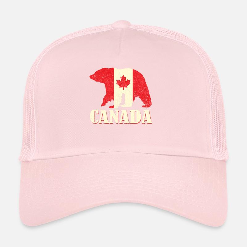 Bear Grizzly Canada Flag Proud Canadian Canada Day Trucker Cap