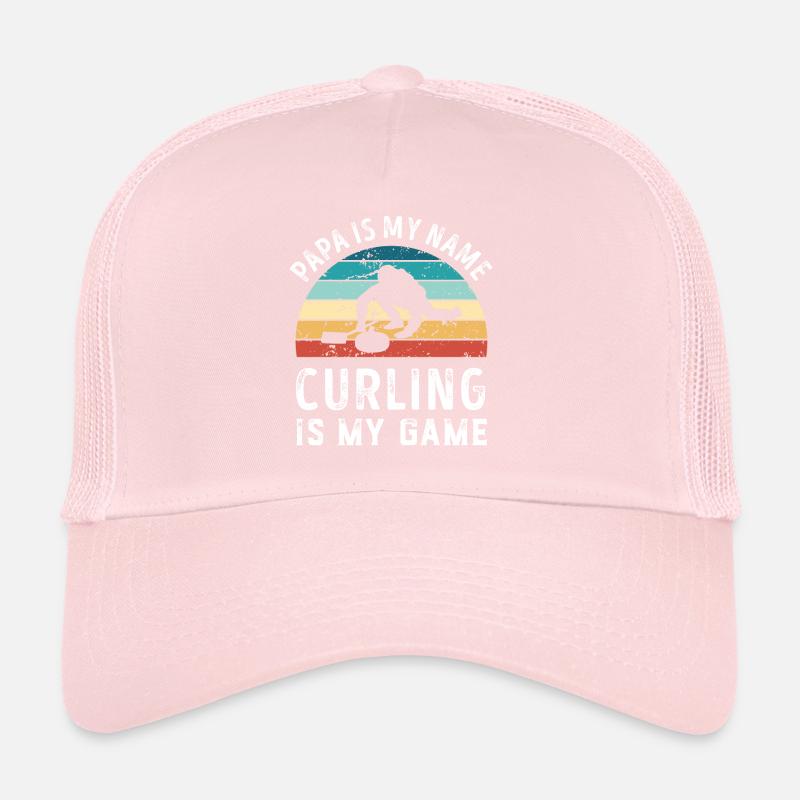 Papa est mon nom Curling est mon jeu Papa Pères Casquette trucker 