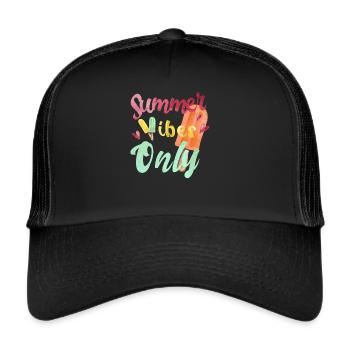 Summer Vibes Only Sommer Fruchteis Melone Zitrone - Trucker Cap - Schwarz/Schwarz - Vorne
