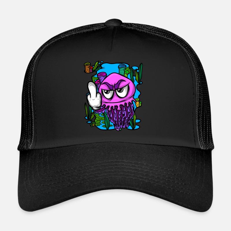 Jelly Fish Middle Finger Jellyfish - Trucker Cap - black/black