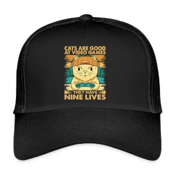 Les chats sont bons aux jeux vidéo - Funny Dad Jokes - Casquette trucker  - noir/noir - Devant