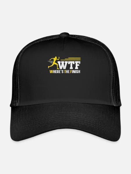 WTF - Où est le coureur de marathon amusant d’arrivée - Casquette trucker  - noir/noir - Devant