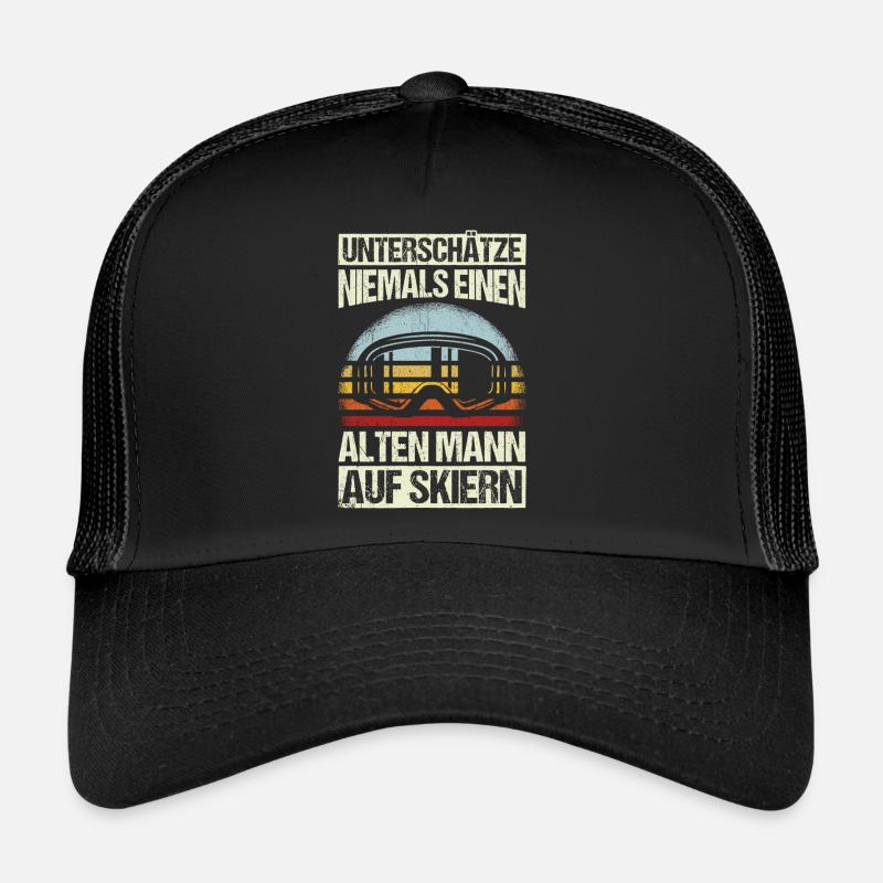 Unterschätze niemals einen alten Mann auf Skiern G - Trucker Cap - Schwarz/Schwarz