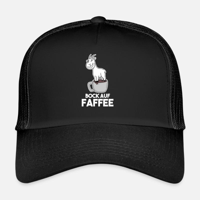 Bock auf Kaffee - Ziege Ziegenbock - Trucker Cap - Schwarz/Schwarz