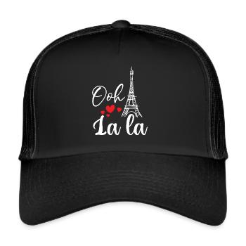 Eiffel Tower Ooh La la Paris France French - Trucker Cap - black/black - Front