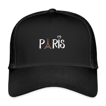 Tour Eiffel à Paris France - Casquette trucker  - noir/noir - Devant