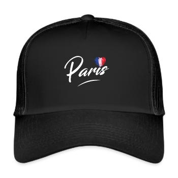 Paris France Français Bonjour - Casquette trucker  - noir/noir - Devant