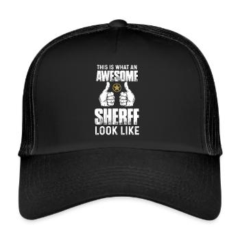 Shérif génial avec l’étoile du shérif au travail - Casquette trucker  - noir/noir - Devant