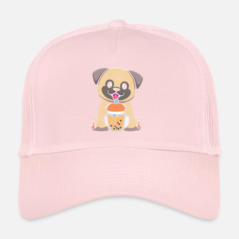 Bubble Milk Tea Mops Hund trinkt Boba Milchtee Trucker Cap