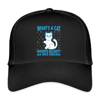 What's A Cat Favorite Dessert? Lustige Papa-Witze - Trucker Cap - Schwarz/Schwarz - Vorne