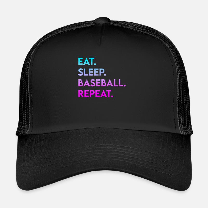 eat sleep baseball repeat - Trucker Cap - Schwarz/Schwarz