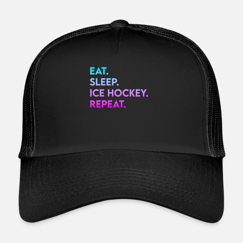 eat sleep ice hockey repeat - Trucker Cap - Schwarz/Schwarz