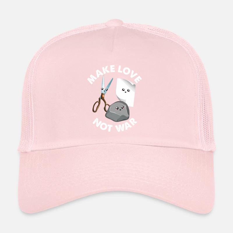 Make Love Not War Funny Rock Paper Scissors Game Trucker Cap