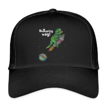 Klimaschutz Umwelt No Planet Dino T-Rex - Trucker Cap - Schwarz/Schwarz - Vorne