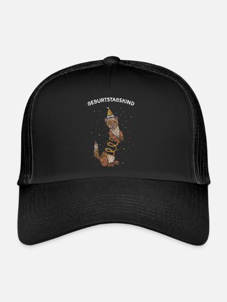 Geburtstagskind Frettchen Geburtstag - Trucker Cap - Schwarz/Schwarz - Vorne
