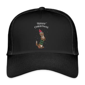 Ferry Christmas Frettchen Weihnachten - Trucker Cap - Schwarz/Schwarz - Vorne