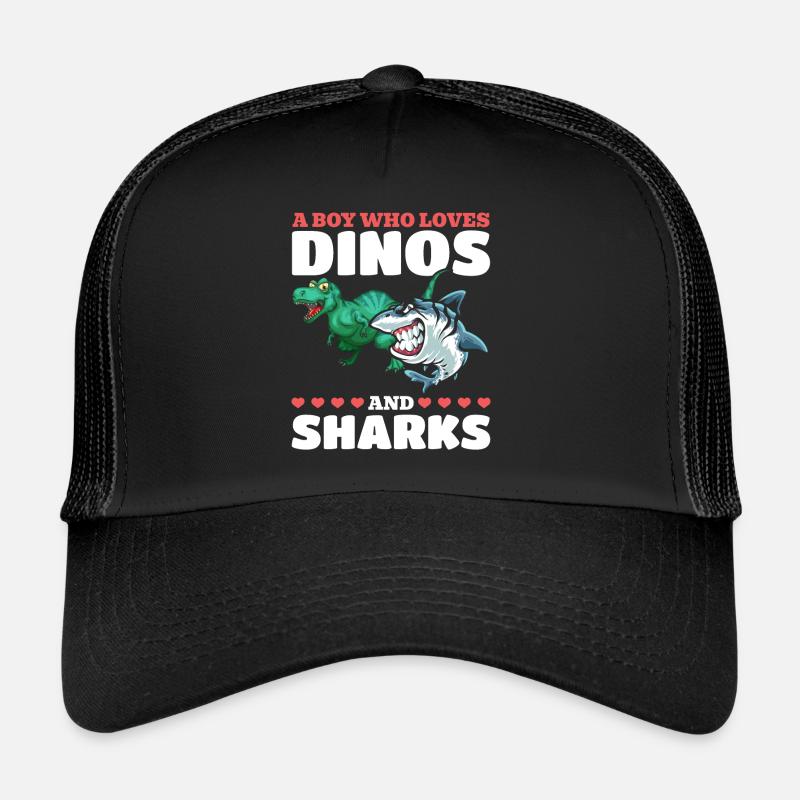 Dinosaurier Great White Shark Ein Junge, der Dinos Trucker Cap