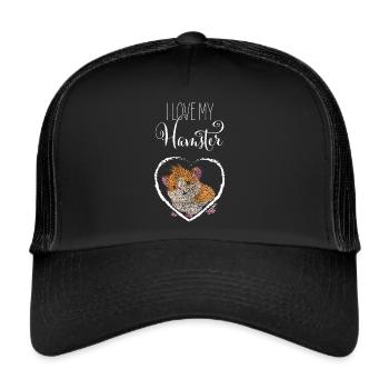 Hamsterliebe Hamster Hamsterliebhaber - Trucker Cap - Schwarz/Schwarz - Vorne