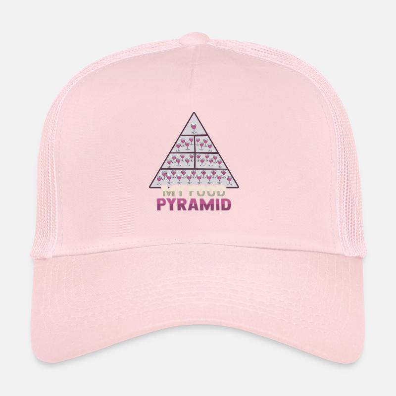 Funny food pyramid red wine drinker Trucker Cap