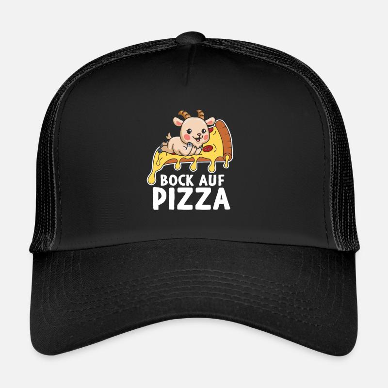 Bock Auf Pizza - Trucker Cap - Schwarz/Schwarz