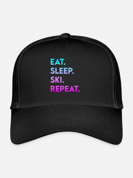 manger dormir ski répéter - Casquette trucker  - noir/noir - Devant
