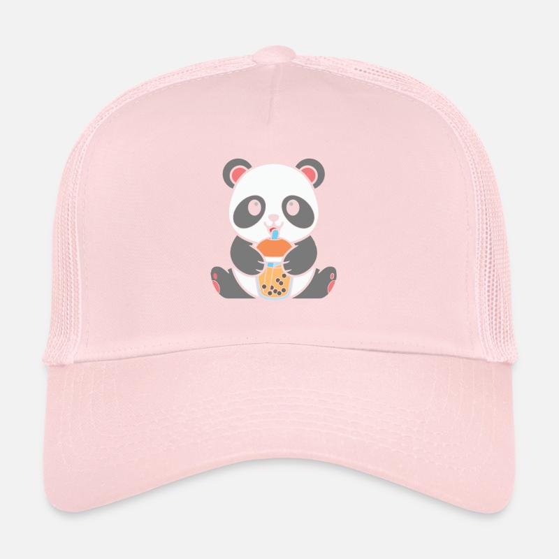 Bubble Milk Tea Panda Drinking Boba Milk Tea Trucker Cap