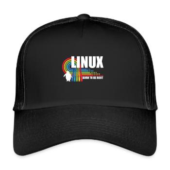 Born To Be Root Penguin Linux Nerd Coding Geek - Trucker Cap - black/black - Front