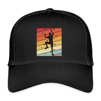 Climbing Wall Retro Bouldering Climbing Mountains - Trucker Cap - black/black - Front