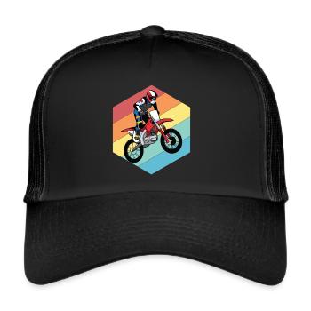 Moto Retro Race Motocross Offroad - Casquette trucker  - noir/noir - Devant