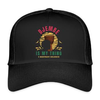 Djembe is my thing African Drum - Trucker Cap - Schwarz/Schwarz - Vorne