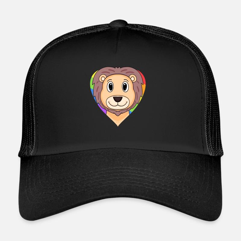 LGBT Tier Löwe Regenbogen Herz Trucker Cap