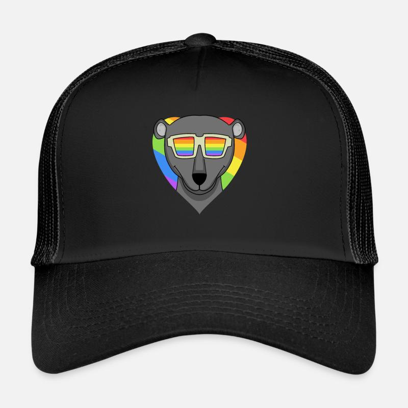LGBT Tier Schwarzer Panther Regenbogen Herz Trucker Cap