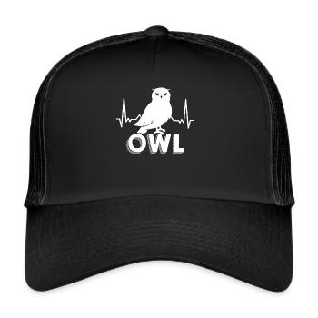 Owl Heartbeat Nocturnal Owl Eagle Owl - Trucker Cap - black/black - Front
