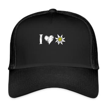 I love Edelweiss Alps Hiking Mountains Snow - Trucker Cap - black/black - Front