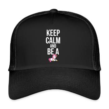 Einhorn Restez calme et soyez une licorne - Casquette trucker  - noir/noir - Devant